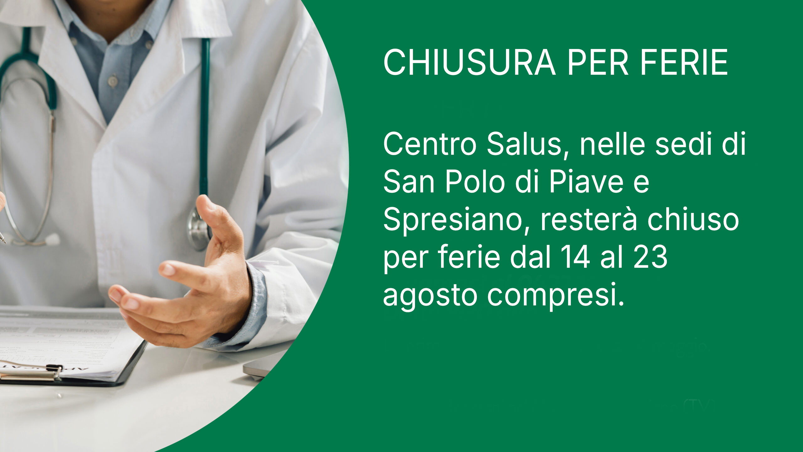 Chiusura per feroe Centro Salus